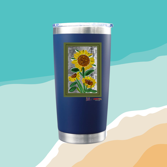 Sunflower Stained Glass Window - Travel Tumbler